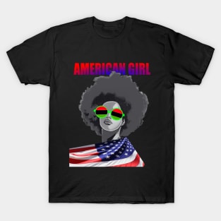 PATRIOTIC AMERICAN FLAG INDEPENDENCE DAY BLACK GIRL JUNETEENTH T-Shirt